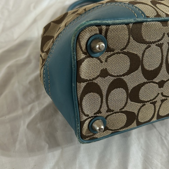 *RARE* Coach F11220 Jacquard Hampton Tan/Blue Satchel Shoulder Bag - Picture 7 of 13